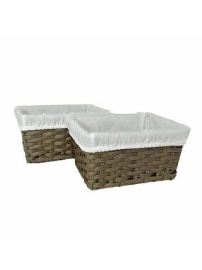 SET OF 2 BASKETS WITH LINER Woven Rattan/Whicker over metal Like new